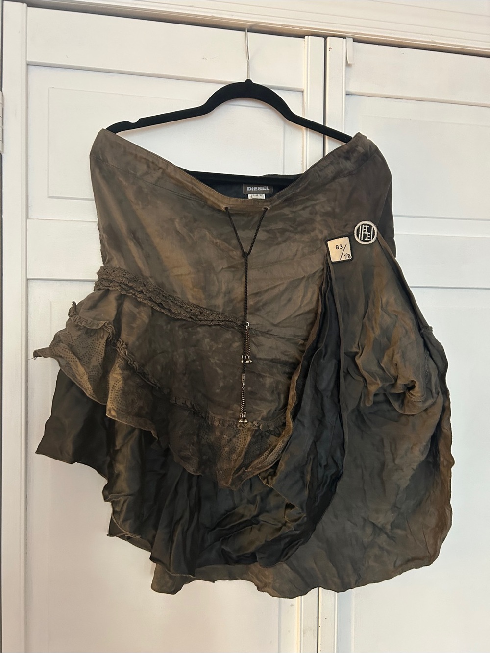 Diesel Olive/Brown Layered Asymmetrical Skirt (price firm)